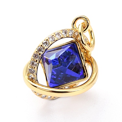Brass Micro Pave Cubic Zirconia Pendants ZIRC-O044-19MC-G-1