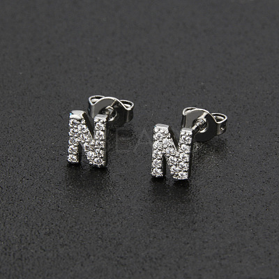 Brass Micro Pave Clear Cubic Zirconia Stud Earrings FS-WGC2F12-14-1