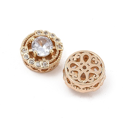 Rack Plating Brass Micro Pave Cubic Zirconia Beads KK-F879-10G-1