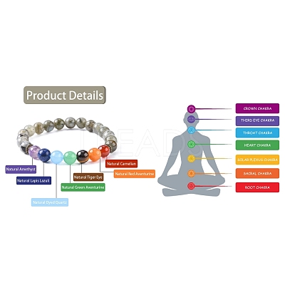 Yoga Chakra Jewelry Stretch Bracelets BJEW-G554-02-1