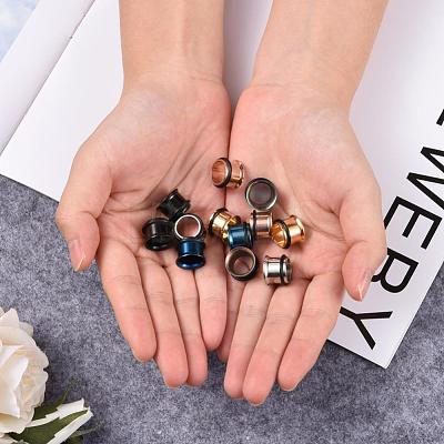12Pcs 6 Colors 316 Surgical Stainless Steel Screw Ear Gauges Flesh Tunnels Plugs STAS-YW0001-16B-1
