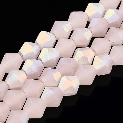 Imitation Jade Bicone Frosted Glass Bead Strands LS-EGLA-A039-J6mm-MB07-1