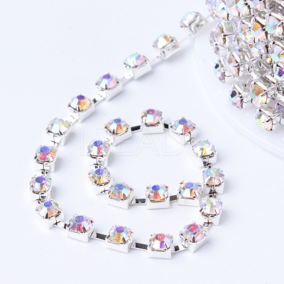 Brass Rhinestone Strass Chains CHC-T002-SS16-02S-1