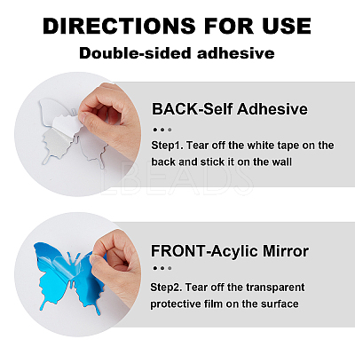 1 Set Plastic Mirror Wall Stickers AJEW-CN0001-65D-1