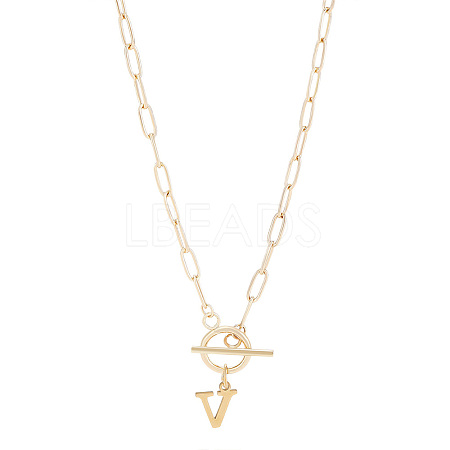 304 Stainless Steel Letter Pendant Necklaces NJEW-LP0001-52V-G-1