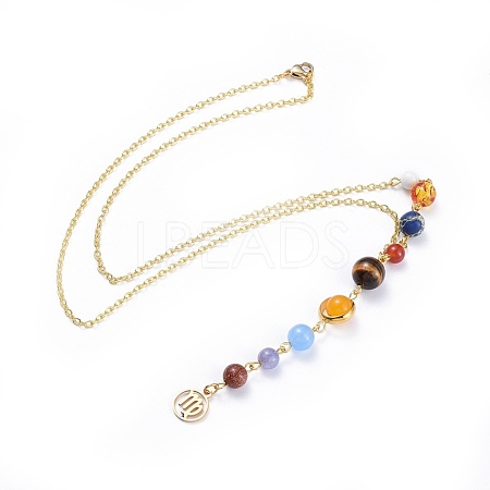Universe Galaxy The Nine Planets Guardian Star Stone Necklaces NJEW-JN02413-06-1