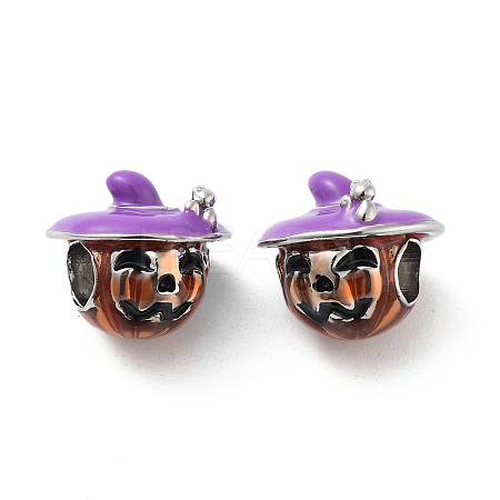 Halloween Rack Plating Brass Enamel European Beads KK-M280-01P-1