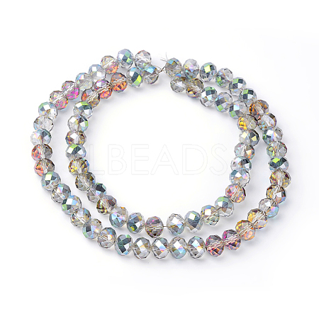 Electroplate Glass Faceted Rondelle Beads Strands EGLA-D020-10x8mm-15-1