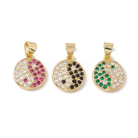 Brass Micro Pave Cubic Zirconia Charms Real 18K Gold Plated KK-G415-39G-1