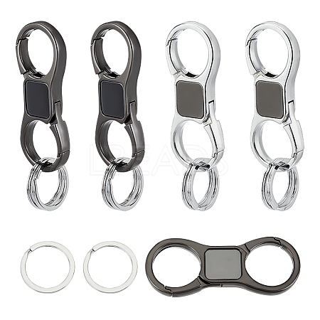 ARRICRAFT 4Pcs 2 Colors Iron and Alloy Carabiner Keychain Clasps with 2Pcs Key Rings IFIN-AR0001-22-1