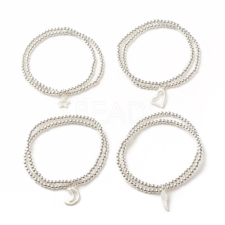 Acrylic & Synthetic Hematite Multi-strand Bracelet with Alloy Charms BJEW-JB08160-1