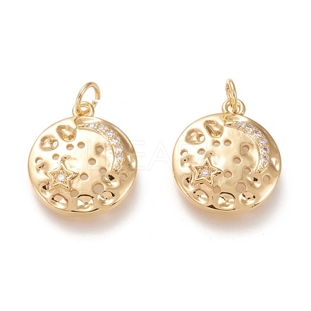 Brass Micro Pave Clear Cubic Zirconia Charms KK-F820-25G-1