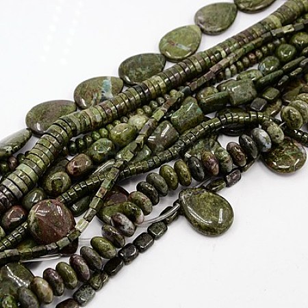 Natural Green Rainforest Stone Beads Strands G-K001-M02-1
