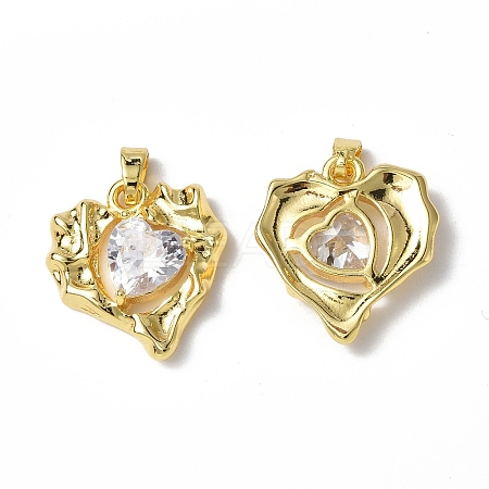 Brass Micro Pave Cubic Zirconia Pendants KK-P223-51G-03-1