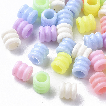 Opaque Polystyrene(PS) Plastic European Groove Beads KY-I004-17A-1