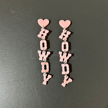 Word HOWDY Acrylic Dangle Stud Earrings FS-WGBB6AA-03-1