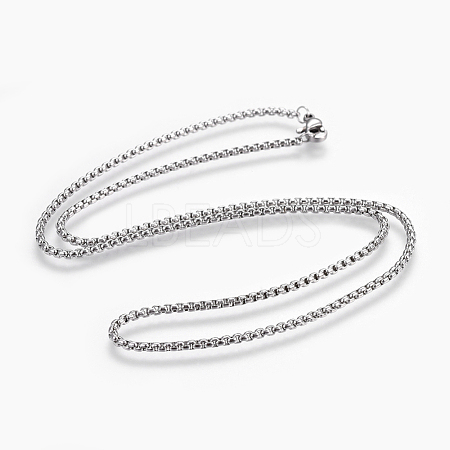 Non-Tarnish 304 Stainless Steel Box chain Necklaces NJEW-F242-13P-A-1