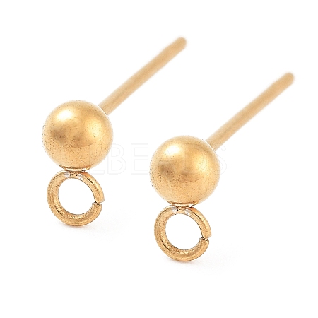 Ion Plating(IP) 304 Stainless Steel Ball Post Stud Earring Findings STAS-E163-44G-01-1