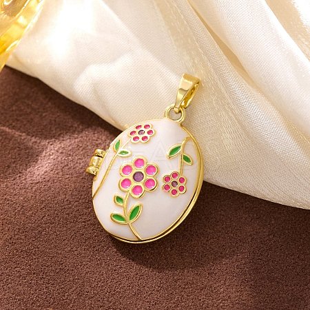Brass Enamel Locket Pendants X-KK-F912-05B-G-1