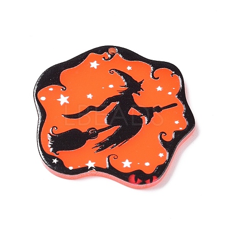 Halloween Theme Opaque Printed Acrylic Pendants OACR-G013-01A-1