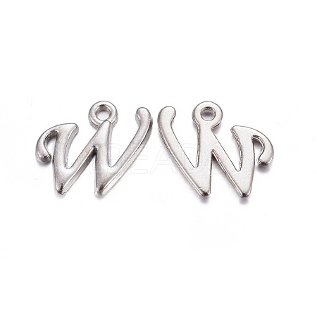 Platinum Plated Alloy Letter Pendants PALLOY-J718-01P-W-1