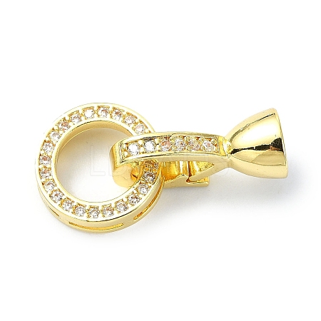 Rack Plating Brass Pave CLear Cubic Zirconia Fold Over Clasps KK-M282-47G-1