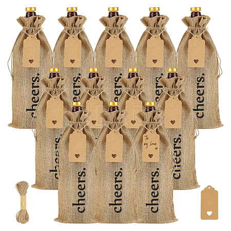 12Pcs Rectangle Jute Cheers Wine Drawstring Storage Bags FIND-WH0427-15A-1