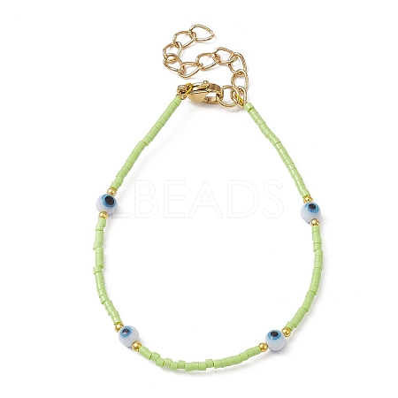 Evil Eye Lampwork & Glass Seed Beaded Bracelet with Real 18K Gold Plated 304 Stainless Steel Clasps BJEW-JB09998-03-1