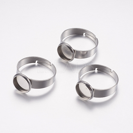 Adjustable 304 Stainless Steel Finger Rings Components STAS-I097-037A-P-1