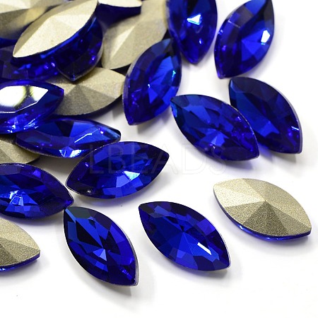Faceted Horse Eye Glass Pointed Back Rhinestone Cabochons RGLA-A011-9x18mm-S06-1