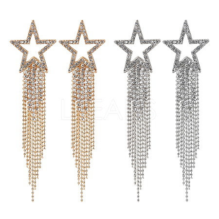 ANATTASOUL 2 Pairs 2 Colors Alloy Hollow Star Dangle Stud Earrings EJEW-AN0003-77-1
