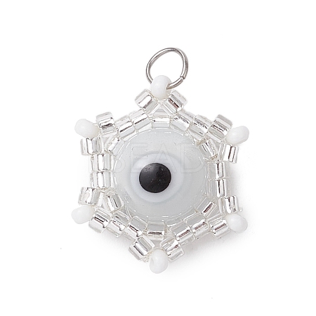 Beaded Star Eye Charms PALLOY-MZ00574-07-1