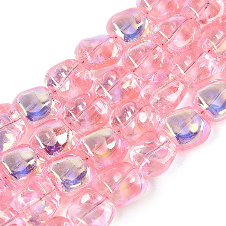 Electroplate Transparent Glass Beads Strands EGLA-N057-02A-06-1