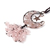 Natural Rose Quartz Moon with Chips Tassel Pendant Decorations G-L524-07R-B02-3
