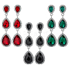 ANATTASOUL 3 Pairs 3 Colors Glass Teardrop Dangle Stud Earrings with Rhinestone EJEW-AN0003-98-1