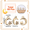 60Pcs Moon & Star Alloy with Rhinestone Small Handmade Pendant Charms FIND-SC0006-79-2