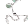 Natural Green Aventurine Chips & Leaf Charms Anklet AJEW-AN00512-05-4