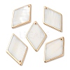 Electroplated Natural Freshwater Shell Pendants with Golden Plated Brass Edge SHEL-M019-01G-1