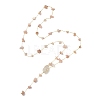 Natural Sunstone Chip Handmade Link Chain Necklaces NJEW-JN05811-03-4