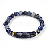 Natural Blue Spot Jasper Beads Stretch Bracelets BJEW-T022-04I-2
