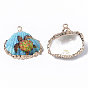 Electroplate Printed Natural Scallop Shell Pendants X-SSHEL-R047-04-A01-3