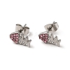 Rhinestone Fishbone Stud Earrings with 316 Surgical Stainless Steel Pins EJEW-A081-13P-2