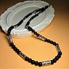 Vintage Frosted 6MM Natural Black Onyx(Dyed & Heated) Round Beaded Necklaces with Alloy Tube for Men KE3601-4