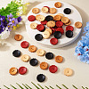 60Pcs 5 Styles Spray Painted Natural Wood Buttons WOOD-TA0002-91-5