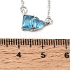 Brass Pave Cubic Zirconia Rectangle and Heart Pendant Cable Chain Necklaces KK-CBAB173-04P-10-5