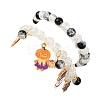 2Pcs Spray Painted Crackle Glass Round Beads Stretch Bracelets BJEW-JB12484-01-4
