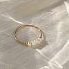 304 Stainless Steel with Natural Baroque Pearl Rondelle Beaded Finger Rings FS-WG39983-02-1