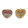 Brass Micro Pave Clear & Pink Cubic Zirconia Charms KK-O112-08C-02-2