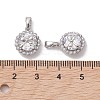 Brass Micro Pave Clear Cubic Zirconia Charms KK-K360-15P-3