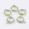 Golden Tone Brass Glass Flat Round Pendants LS-GLAA-M003-E-06G-1